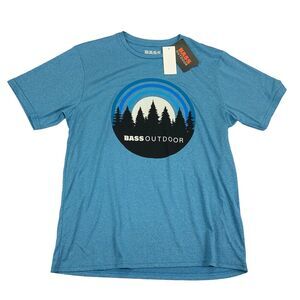 Bass Outdoor Mens Performance Graphic Crewneck Short Sleeve T-Shirt Blue M